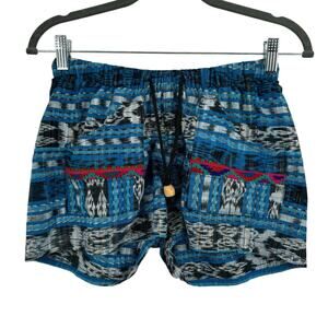 Vintage Conoz Shorts S Handwoven Cotton‎ Bohemian Embroidered Pocket Drawstring